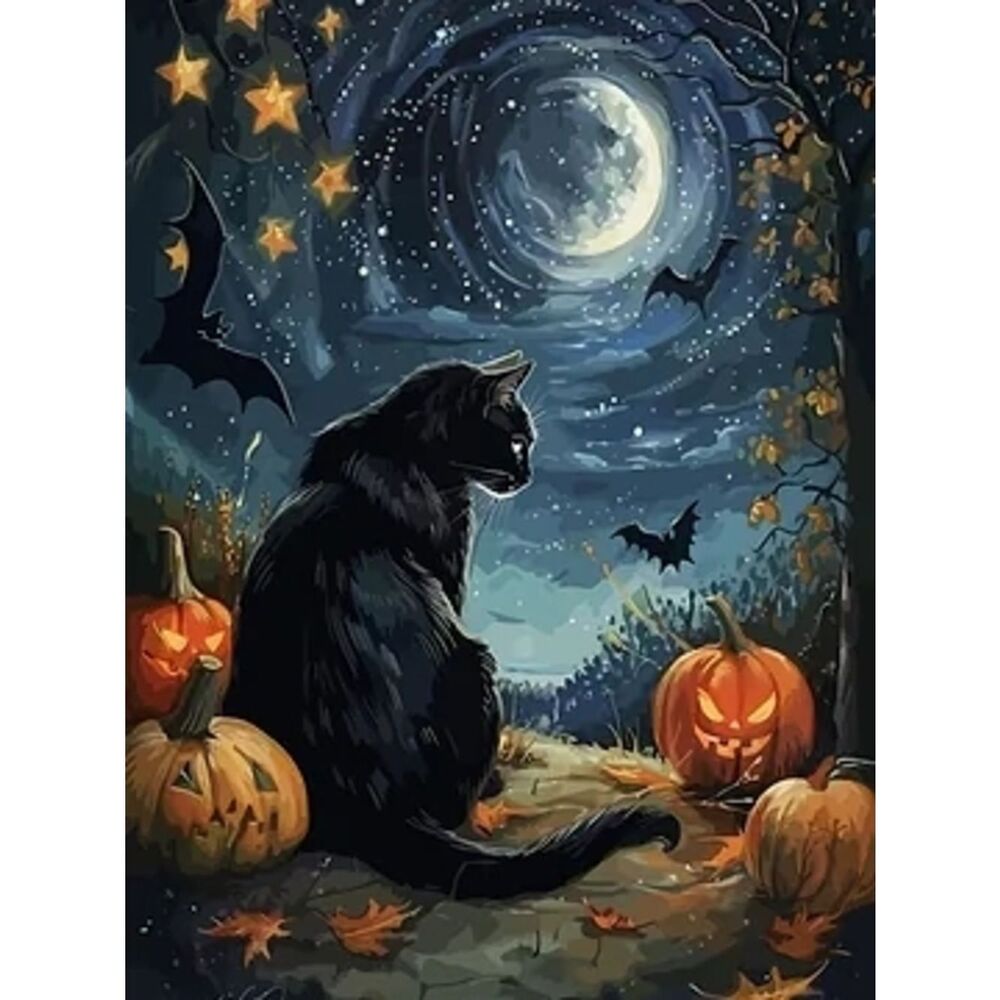 Large Custom Fridge Magnet Black Cat Halloween Home Kitchen Decor